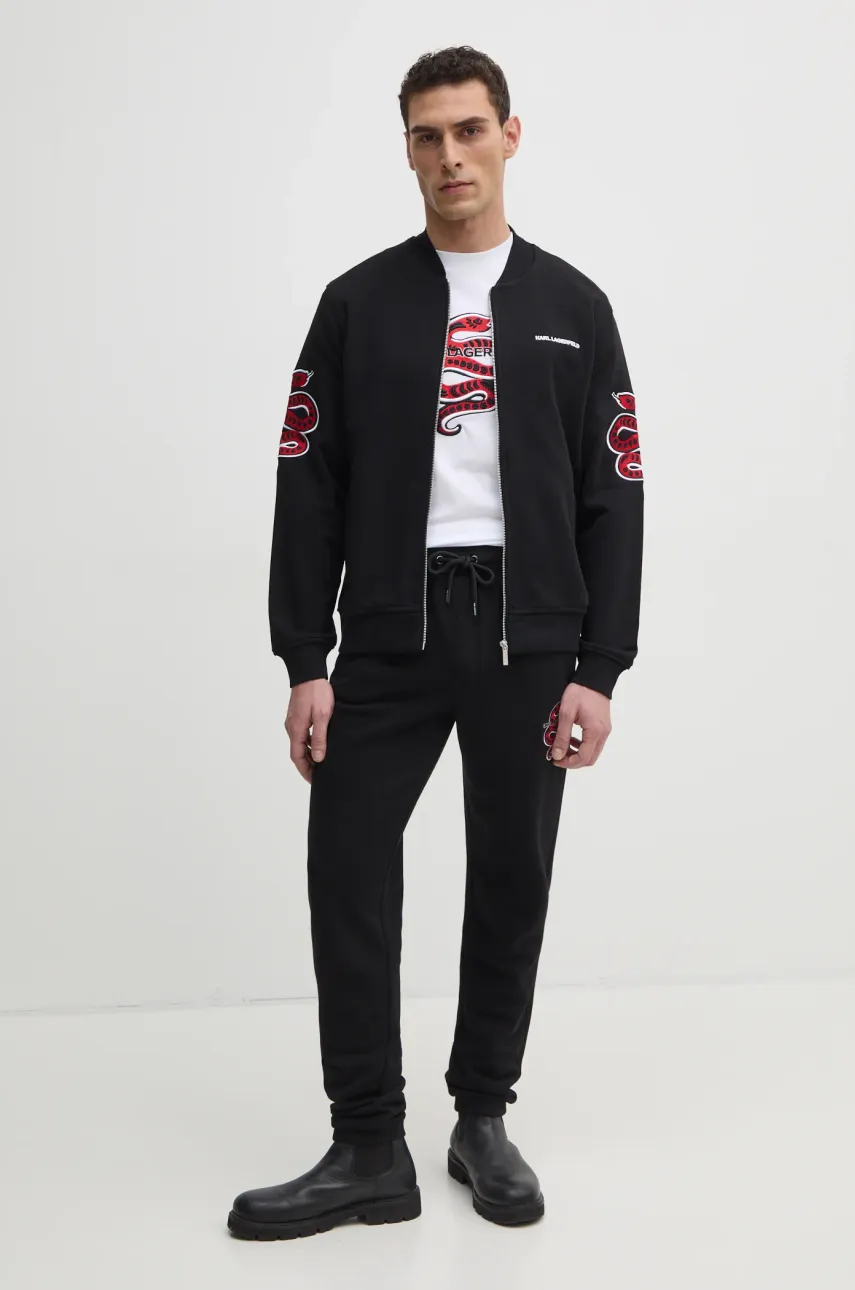 Хлопковая футболка Karl Lagerfeld мужская цвет белый с аппликацией 551225.755400 Хлопковая футболка Karl Lagerfeld мужская цвет белый с аппликацией 551225.755400