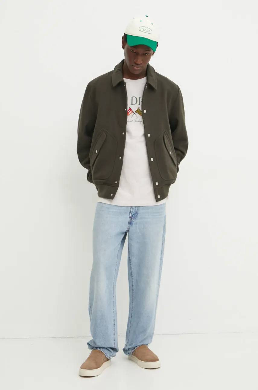 Хлопковая футболка Les Deux мужская цвет бежевый с принтом LDM101201 Хлопковая футболка Les Deux мужская цвет бежевый с принтом LDM101201