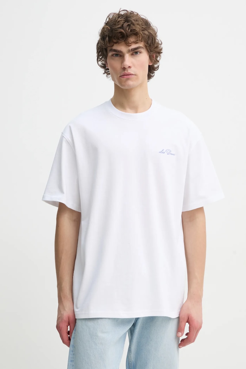 Les Deux tricou din bumbac bărbați, culoarea alb, uni, LDM101209 Les Deux tricou din bumbac bărbați, culoarea alb, uni, LDM101209