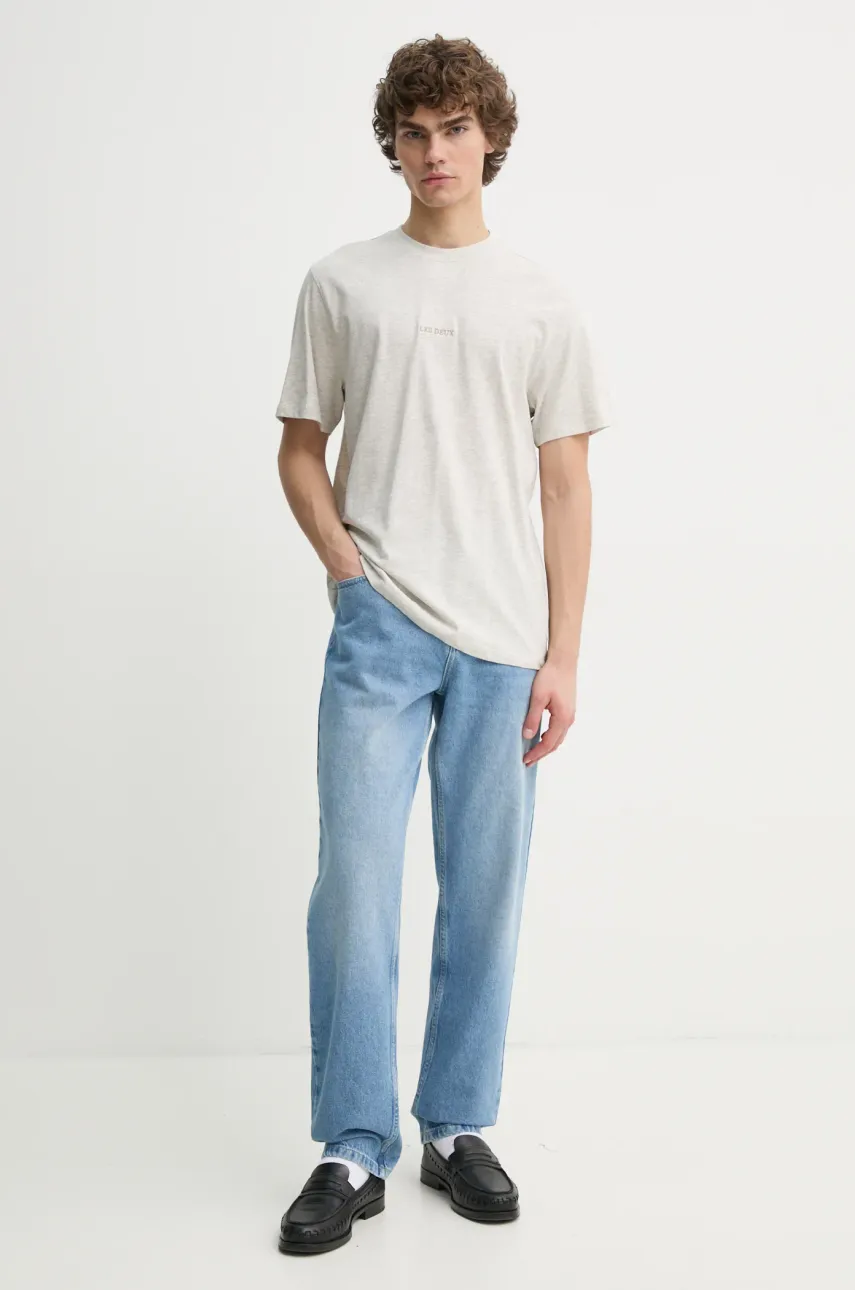 Хлопковая футболка Les Deux мужская цвет серый однотонная LDM101184 Хлопковая футболка Les Deux мужская цвет серый однотонная LDM101184