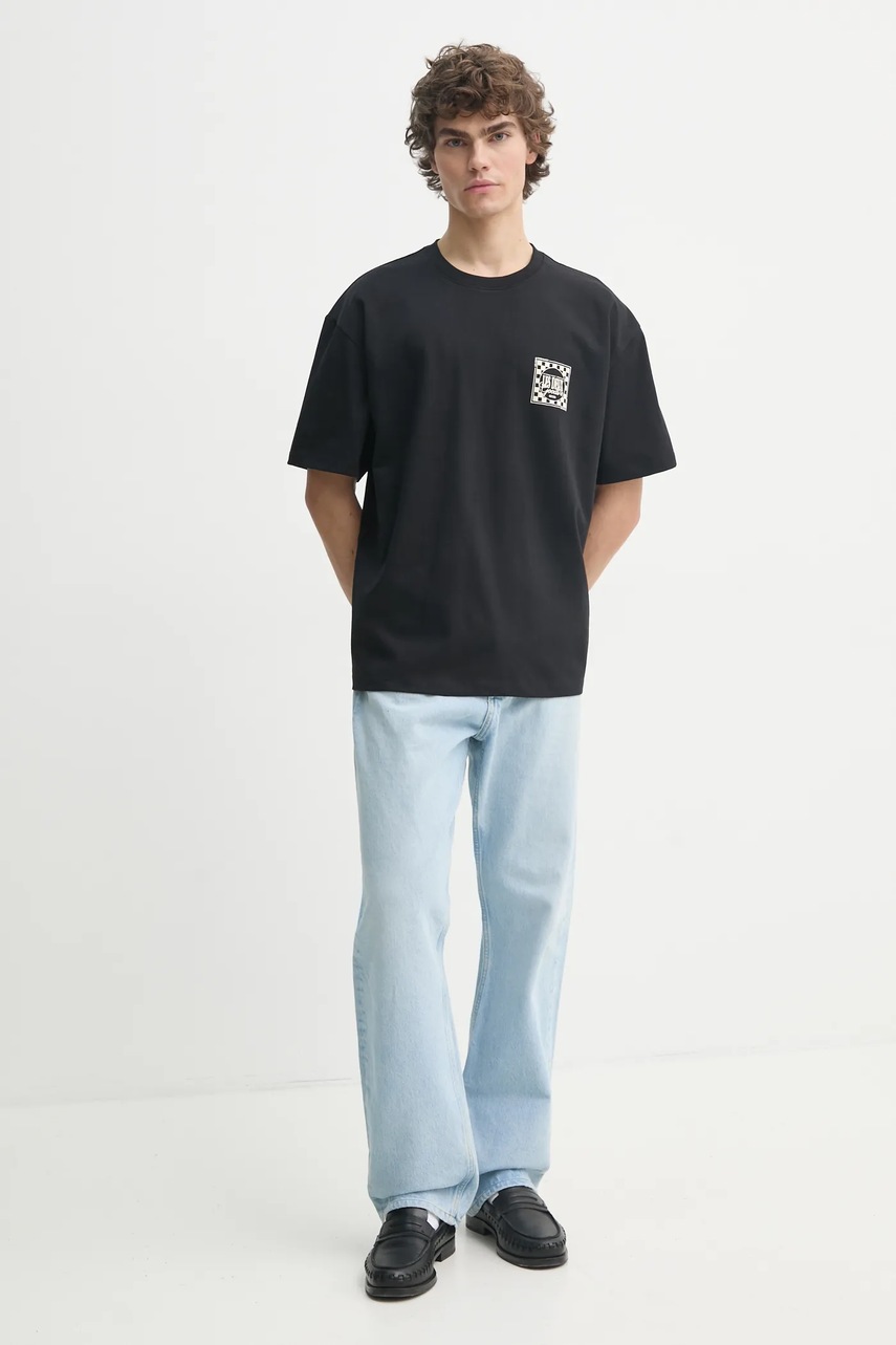 Хлопковая футболка Les Deux мужская цвет чёрный с принтом LDM101212 Хлопковая футболка Les Deux мужская цвет чёрный с принтом LDM101212