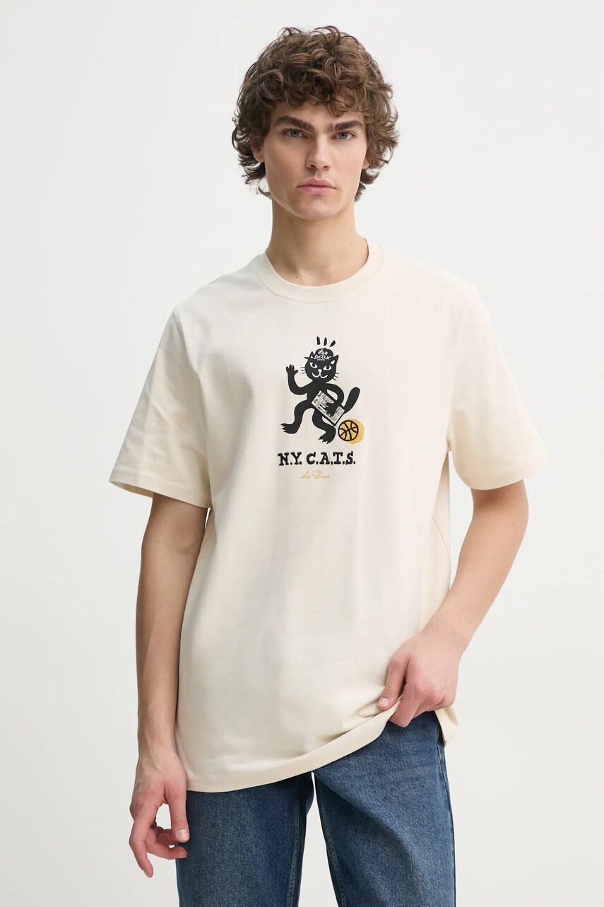 Les Deux tricou din bumbac barbati, culoarea bej, cu imprimeu, LDM101214