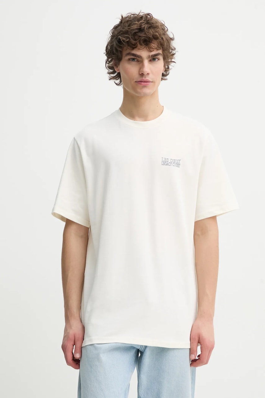 Les Deux tricou din bumbac barbati, culoarea bej, cu imprimeu, LDM101216