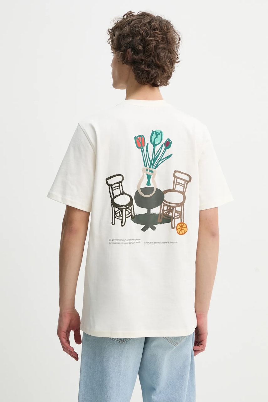 Les Deux tricou din bumbac barbati, culoarea bej, cu imprimeu, LDM101221