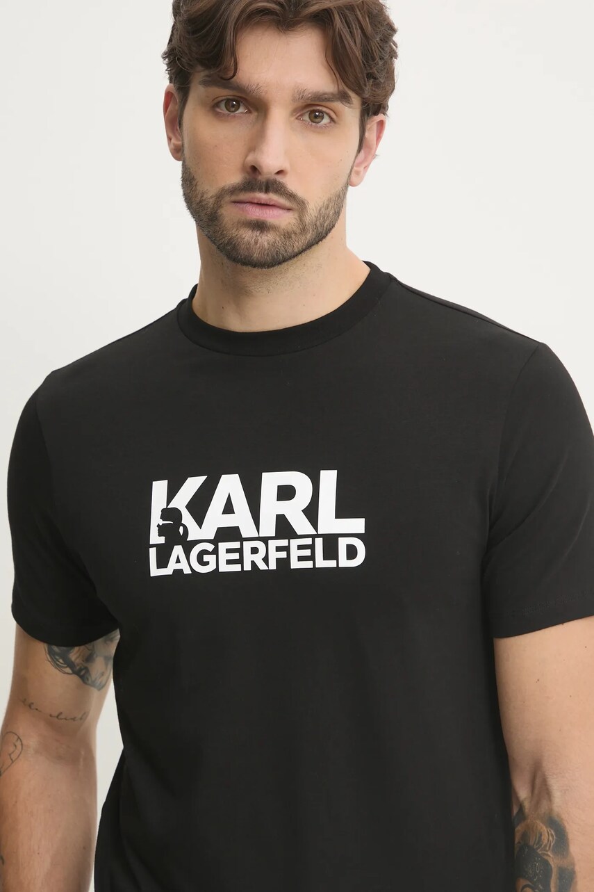 Karl Lagerfeld tricou barbati, culoarea negru, cu imprimeu, 551235.755087