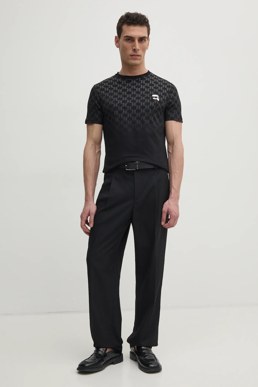 Хлопковая футболка Karl Lagerfeld мужская цвет чёрный узорная 551251.755099 Хлопковая футболка Karl Lagerfeld мужская цвет чёрный узорная 551251.755099