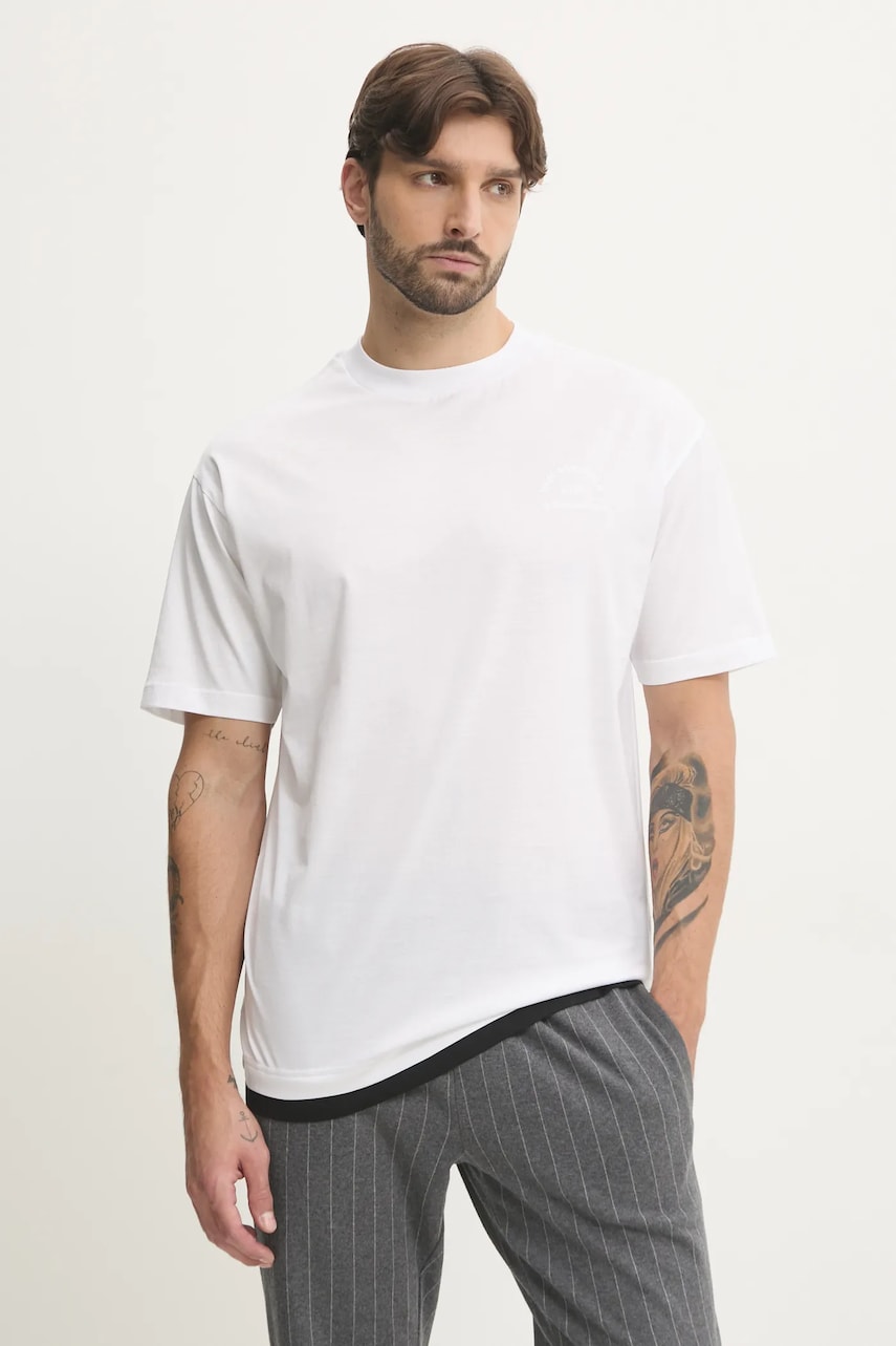 Karl Lagerfeld tricou din bumbac barbati, culoarea alb, cu imprimeu, 551200.755281 Karl Lagerfeld tricou din bumbac barbati, culoarea alb, cu imprimeu, 551200.755281