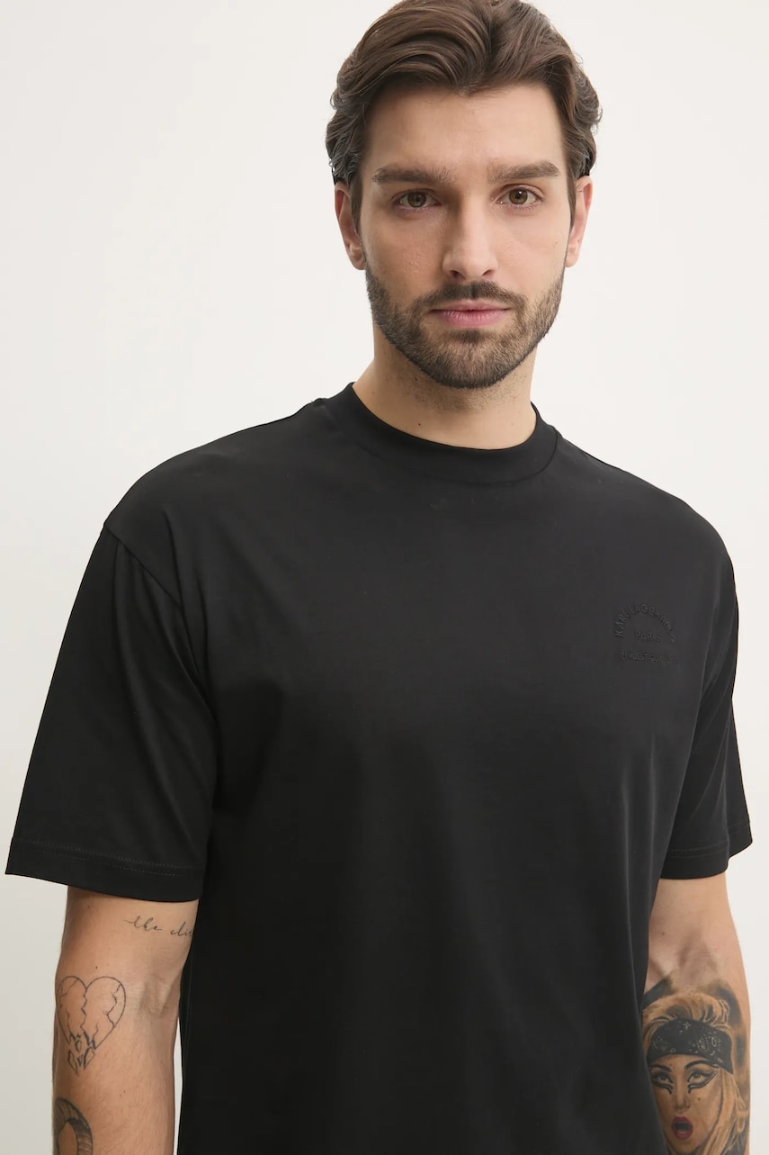 Karl Lagerfeld tricou din bumbac barbati, culoarea negru, cu imprimeu, 551200.755281 Karl Lagerfeld tricou din bumbac barbati, culoarea negru, cu imprimeu, 551200.755281