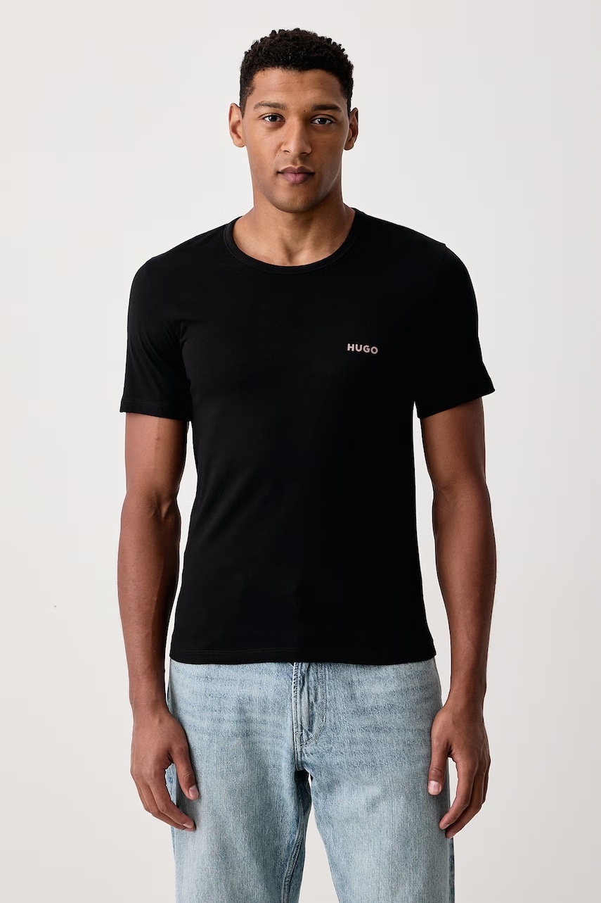 HUGO  tričko pánske bavlnené T-SHIRT RN TRIPLET P 3-pak