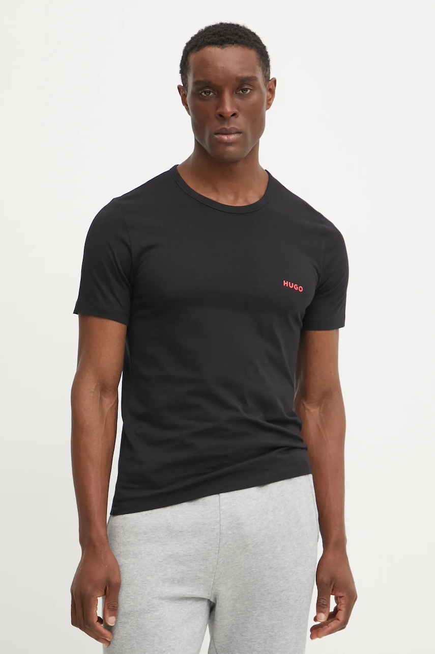 HUGO tricou din bumbac 3-pack barbati, culoarea negru, cu imprimeu, 50532811
