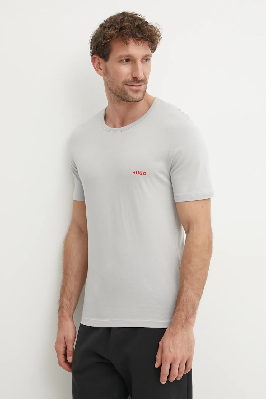 HUGO tricou din bumbac 3-pack barbati, culoarea negru, cu imprimeu, 50532811