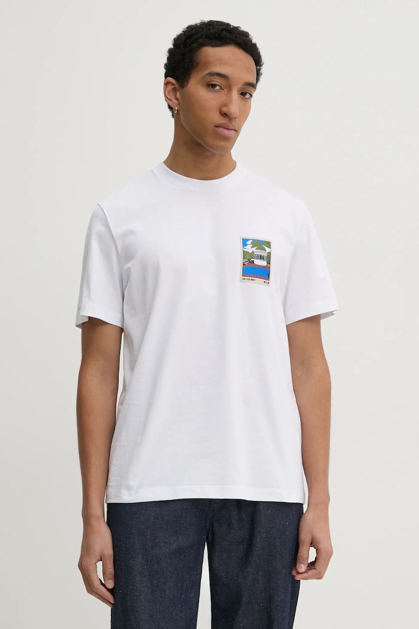 MSGM tricou din bumbac barbati, culoarea alb, cu imprimeu, 3840MM136.257002 MSGM tricou din bumbac barbati, culoarea alb, cu imprimeu, 3840MM136.257002