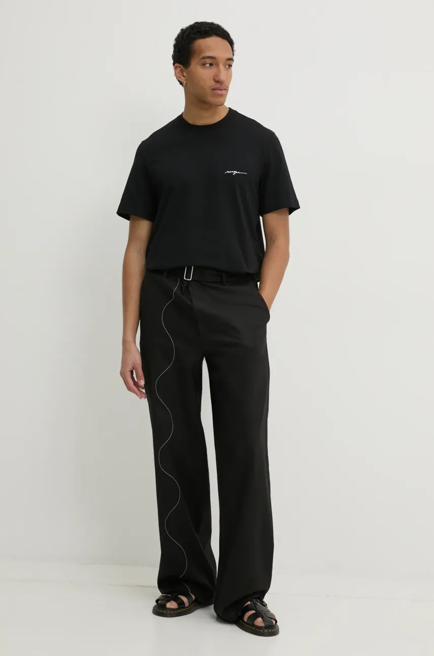 Хлопковая футболка MSGM мужская цвет чёрный однотонная 3840MM141.257002 Хлопковая футболка MSGM мужская цвет чёрный однотонная 3840MM141.257002