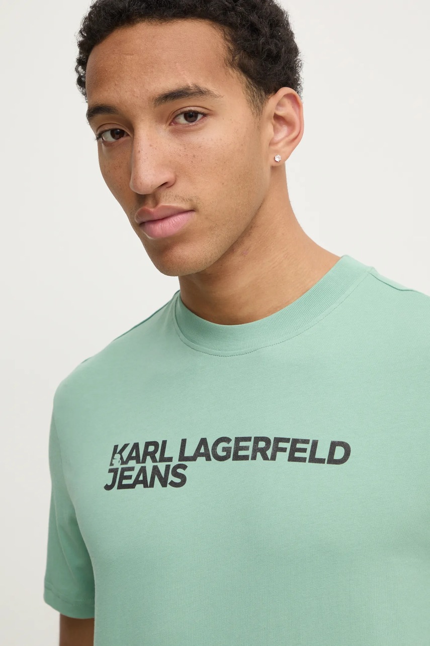 Βαμβακερό μπλουζάκι Karl Lagerfeld Jeans ανδρικό, χρώμα: πράσινο, A1M17002 φωτογραφία