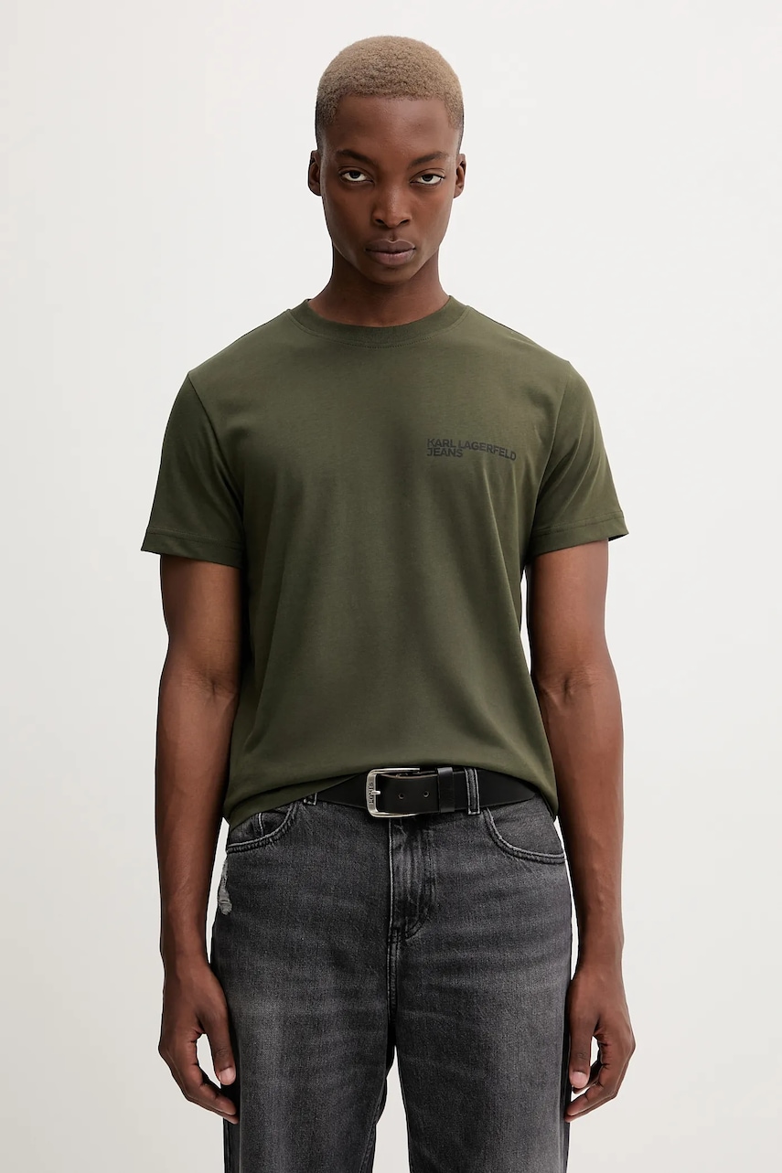 Levně Bavlněné tričko Karl Lagerfeld Jeans pánské, bílá barva, s potiskem, A1M17003