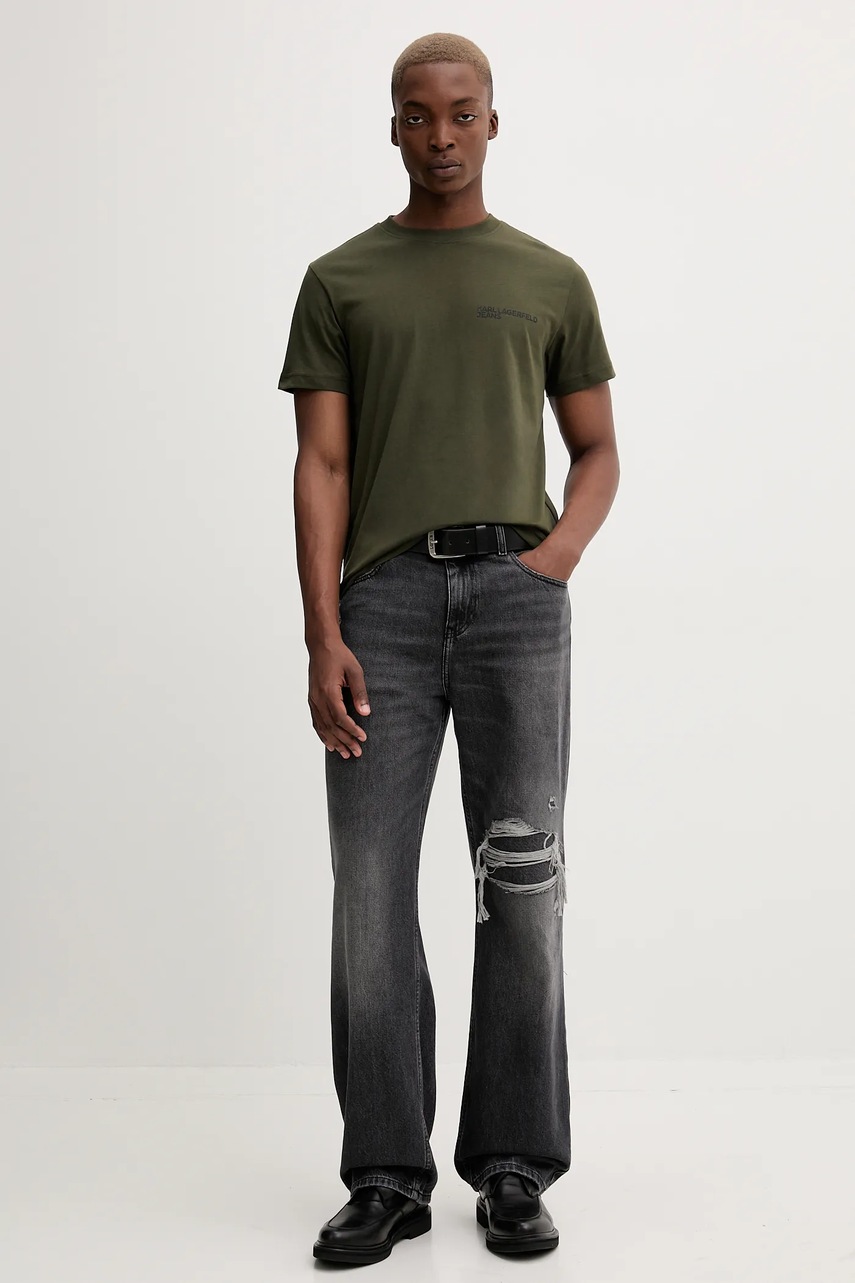 Хлопковая футболка Karl Lagerfeld Jeans цвет белый с принтом A1M17003