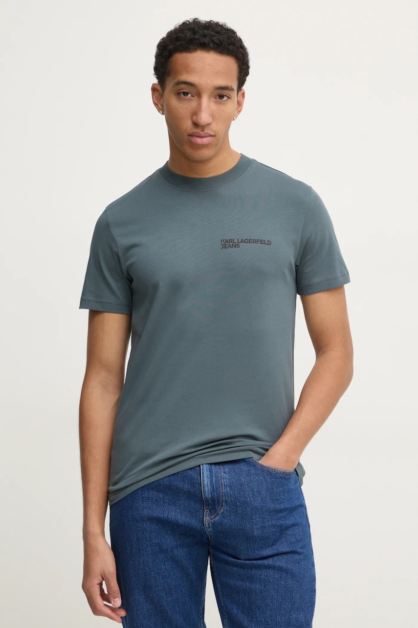 Karl Lagerfeld Jeans tricou din bumbac barbati, culoarea gri, cu imprimeu, A1M17003 Karl Lagerfeld Jeans tricou din bumbac barbati, culoarea gri, cu imprimeu, A1M17003