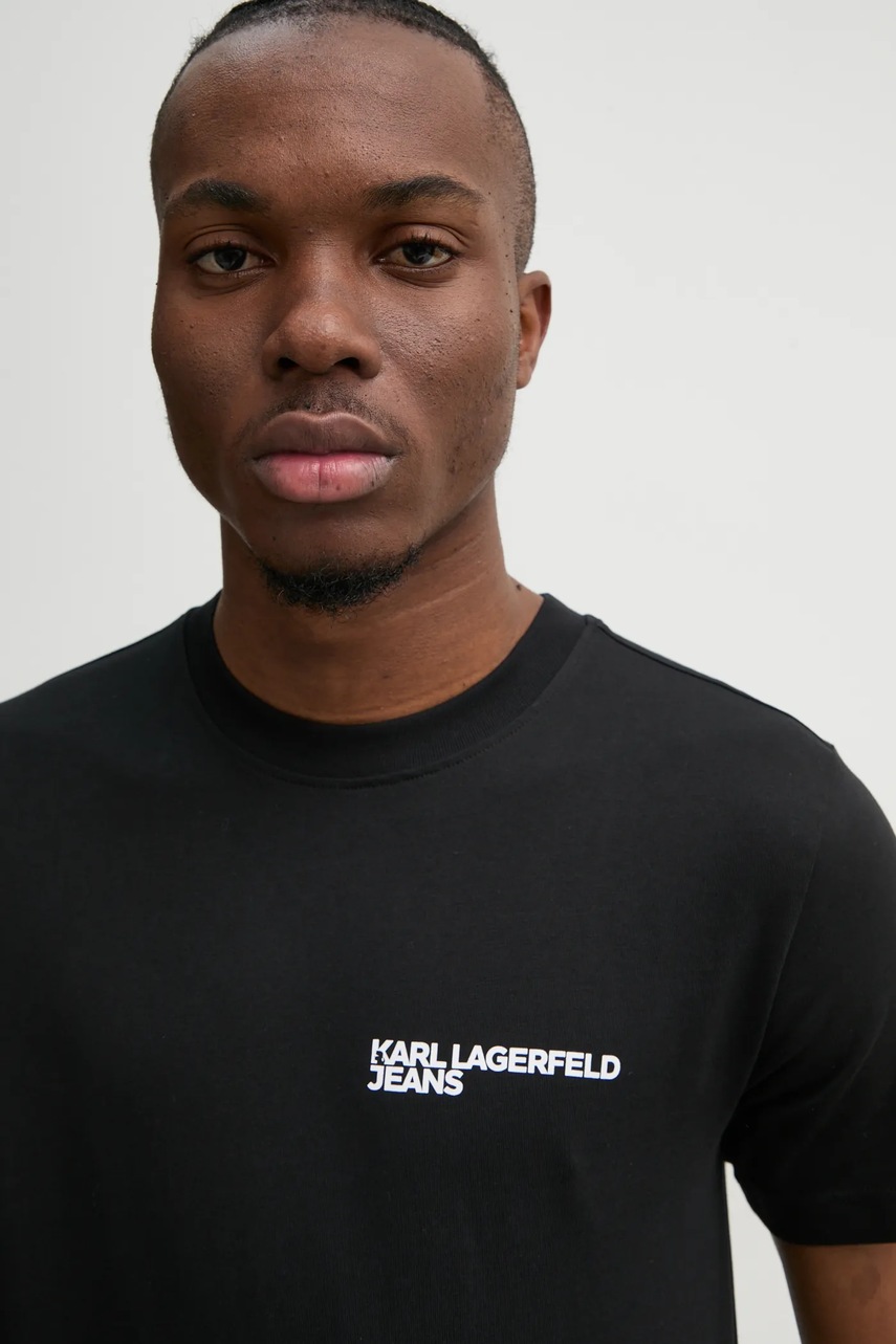 Βαμβακερό μπλουζάκι Karl Lagerfeld Jeans ανδρικό, χρώμα: μαύρο, A1M17003 φωτογραφία