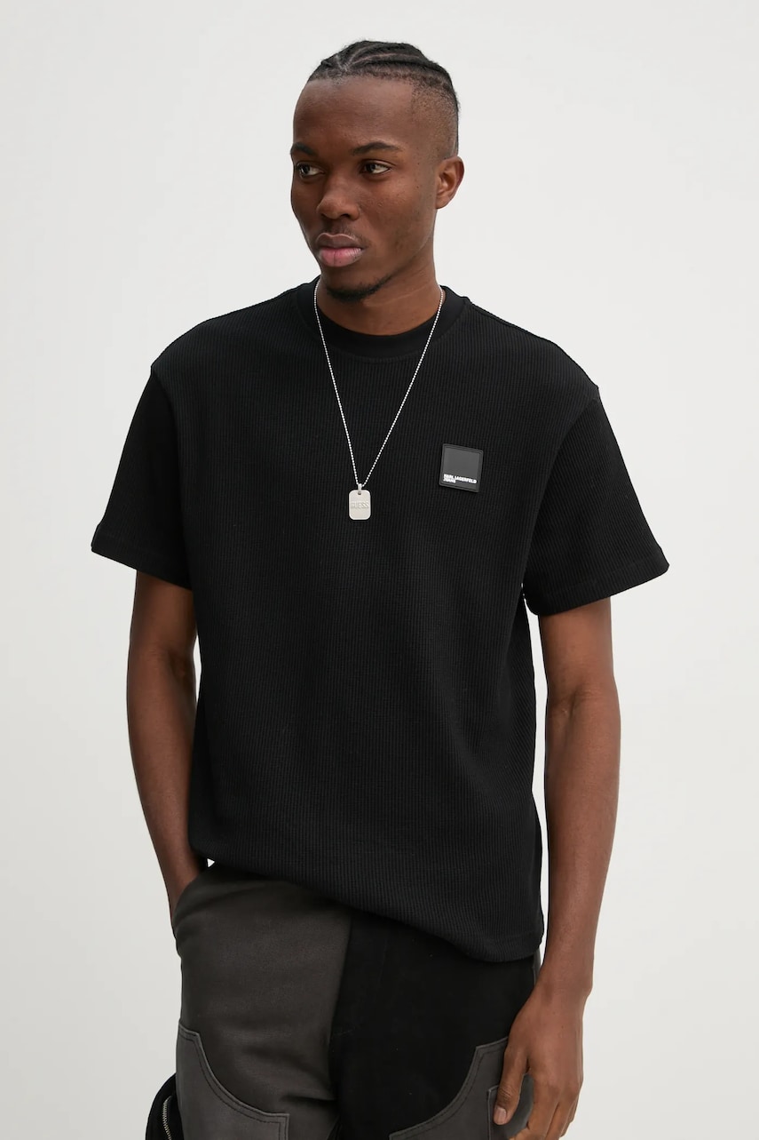 Karl Lagerfeld Jeans tricou din bumbac barbati, culoarea negru, cu imprimeu, A1M17049 Karl Lagerfeld Jeans tricou din bumbac barbati, culoarea negru, cu imprimeu, A1M17049