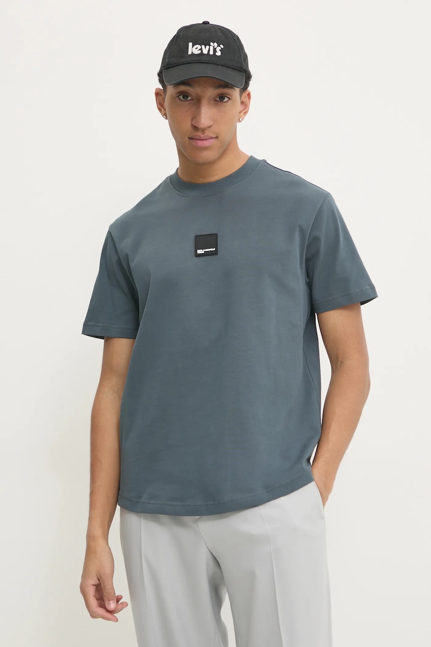 Karl Lagerfeld Jeans tricou din bumbac bărbați, culoarea gri, cu imprimeu, A1M17011 Karl Lagerfeld Jeans tricou din bumbac bărbați, culoarea gri, cu imprimeu, A1M17011
