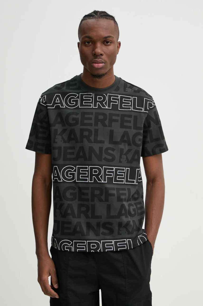 Karl Lagerfeld Jeans Βαμβακερό μπλουζάκι Karl Lagerfeld Jeans ανδρικό, χρώμα: μαύρο, A1M17114