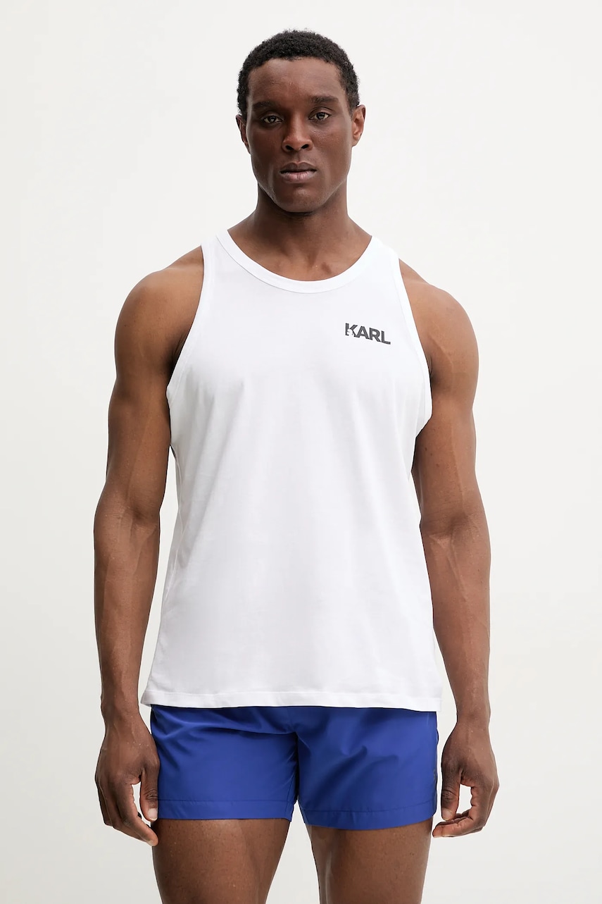 Karl Lagerfeld tricou din bumbac barbati, culoarea alb, A1M46069