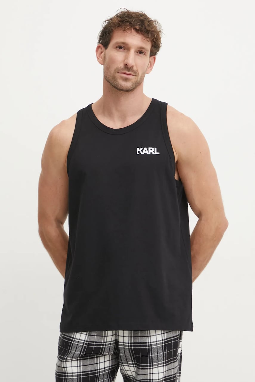 Karl Lagerfeld tricou din bumbac barbati, culoarea negru, A1M46069 Karl Lagerfeld tricou din bumbac barbati, culoarea negru, A1M46069