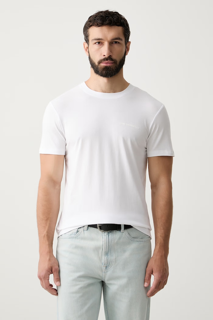 Karl Lagerfeld T-shirt basic męski bawełniany z elastanem 2-pack