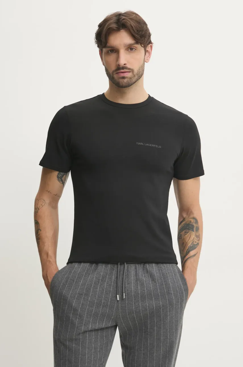 Футболка Karl Lagerfeld 2 шт мужская цвет чёрный однотонная A1M47097 Футболка Karl Lagerfeld 2 шт мужская цвет чёрный однотонная A1M47097