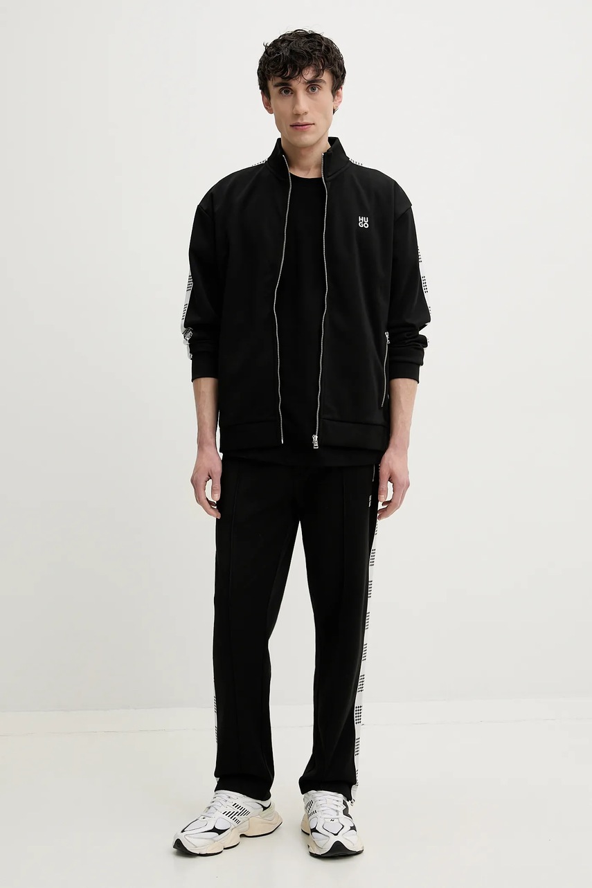 Хлопковая футболка HUGO мужская цвет чёрный с принтом 50531758 Хлопковая футболка HUGO мужская цвет чёрный с принтом 50531758