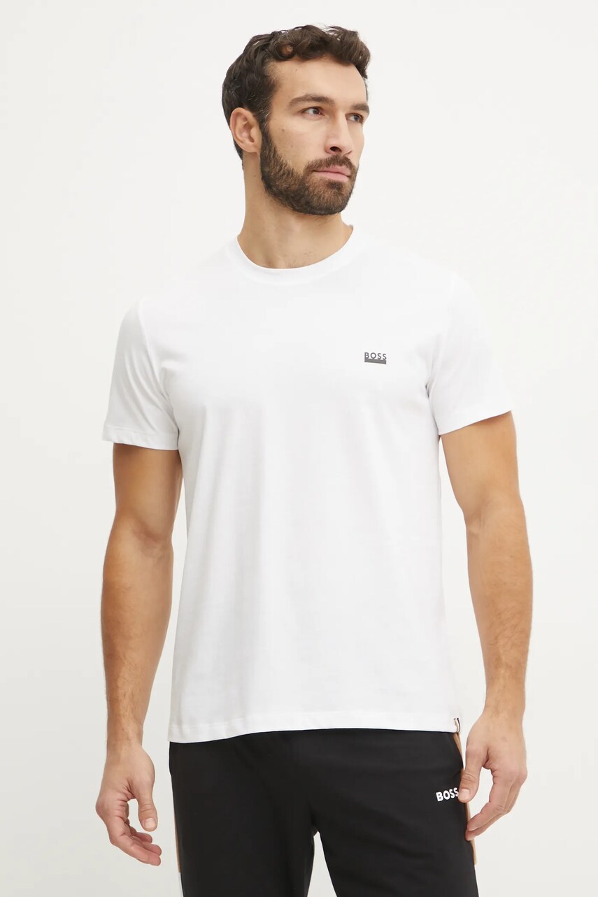 BOSS tricou din bumbac bărbați, culoarea alb, uni, 50531401
