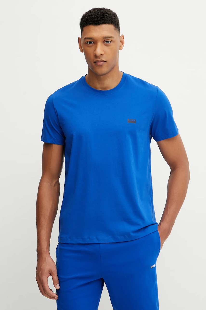 BOSS tricou din bumbac bărbați, culoarea violet, uni, 50531401