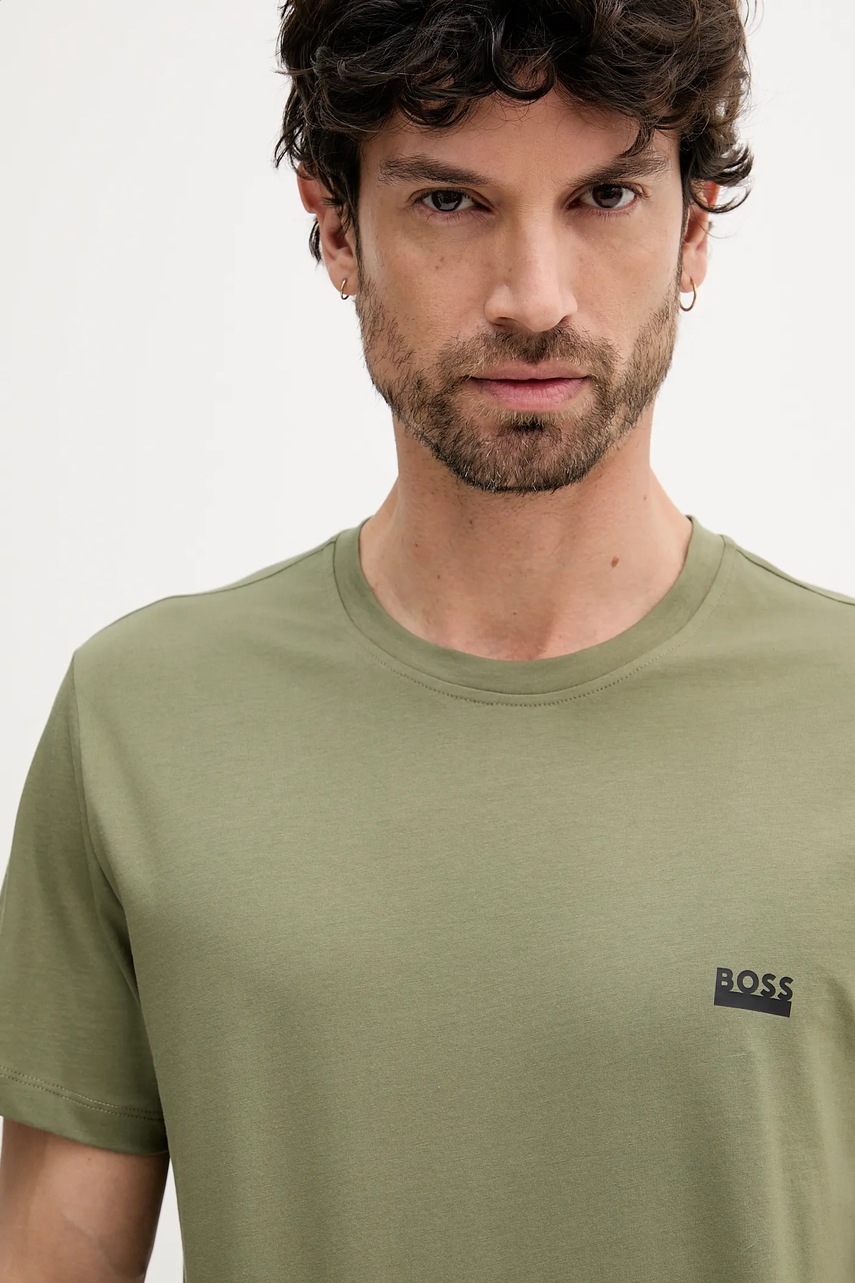 Βαμβακερό μπλουζάκι BOSS ανδρικό, χρώμα: μοβ, 50531401 φωτογραφία