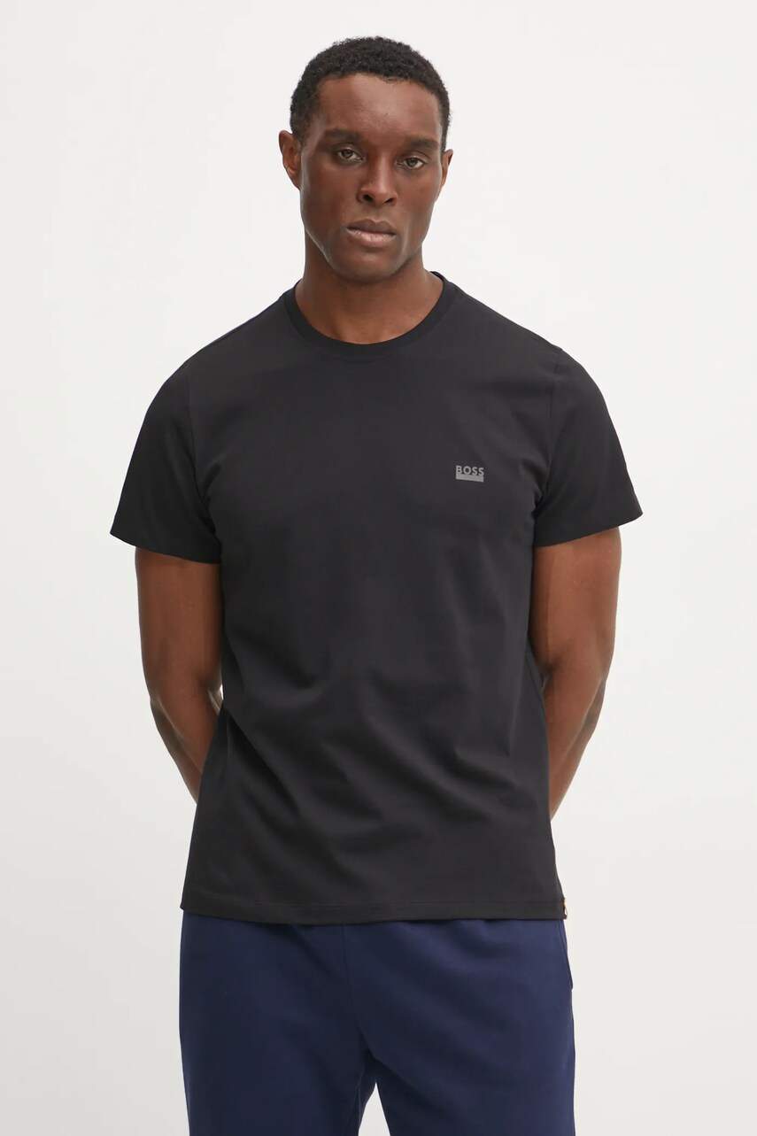 BOSS tricou din bumbac bărbați, culoarea negru, uni, 50531401