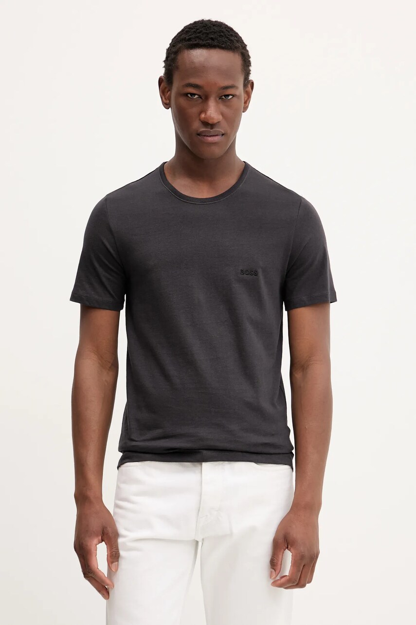 BOSS tricou din bumbac 3-pack bărbați, culoarea negru, uni, 50532468