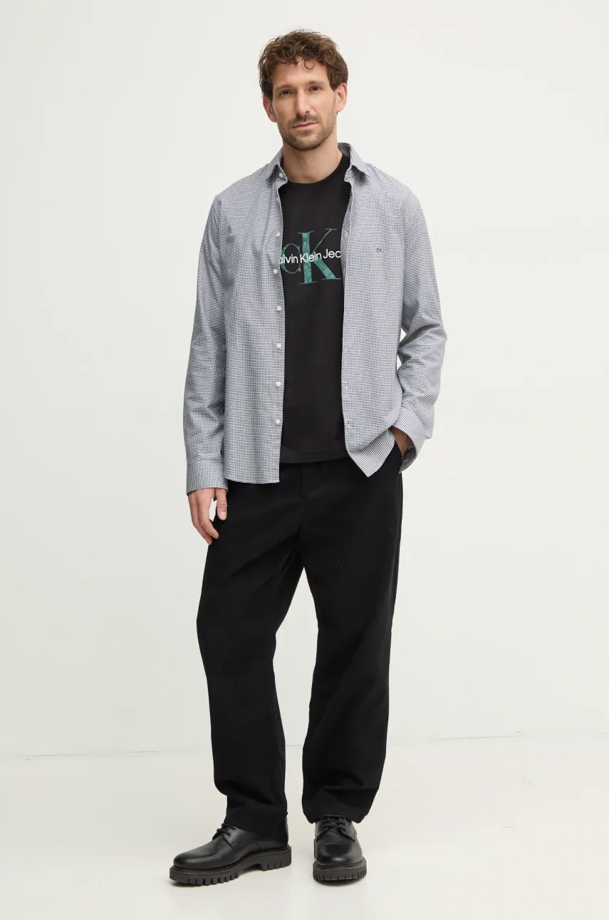 Хлопковая футболка Calvin Klein Jeans мужская цвет чёрный с принтом J30J327086 Хлопковая футболка Calvin Klein Jeans мужская цвет чёрный с принтом J30J327086