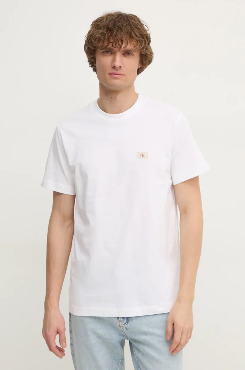 Levně Tričko Calvin Klein Jeans bílá barva, J30J327100