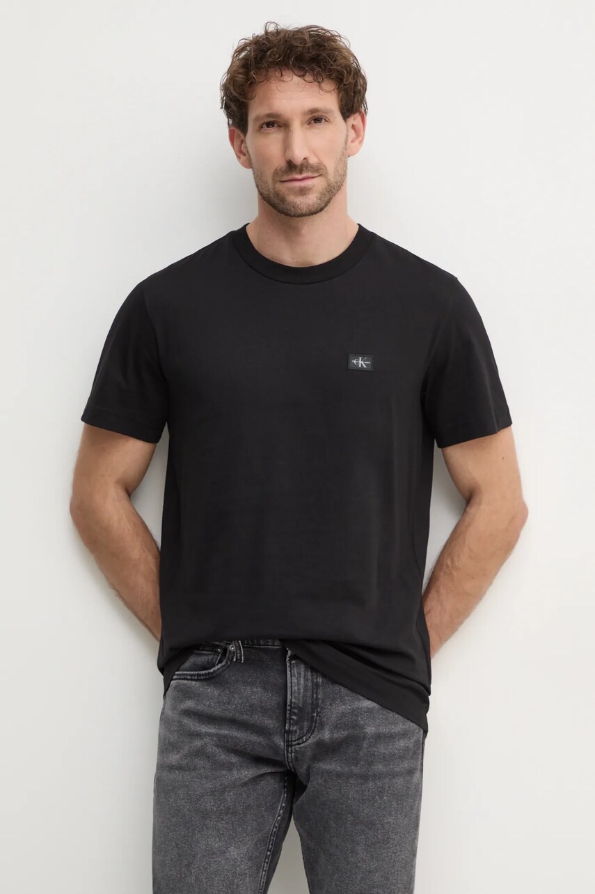 Calvin Klein Jeans t-shirt fekete, férfi, sima, J30J327100 akciós termékkép 1