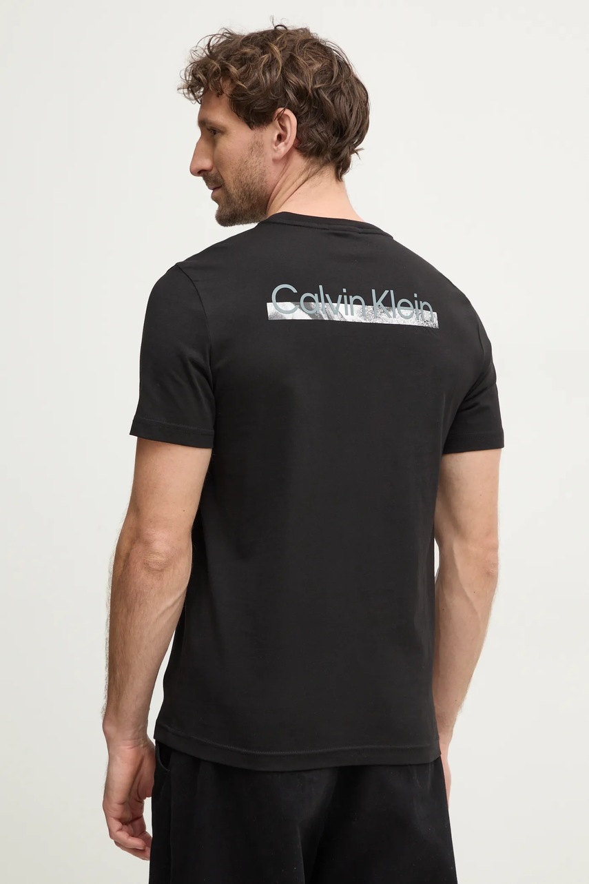 Βαμβακερό μπλουζάκι Calvin Klein ανδρικά, χρώμα: μαύρο, K10K113799 φωτογραφία