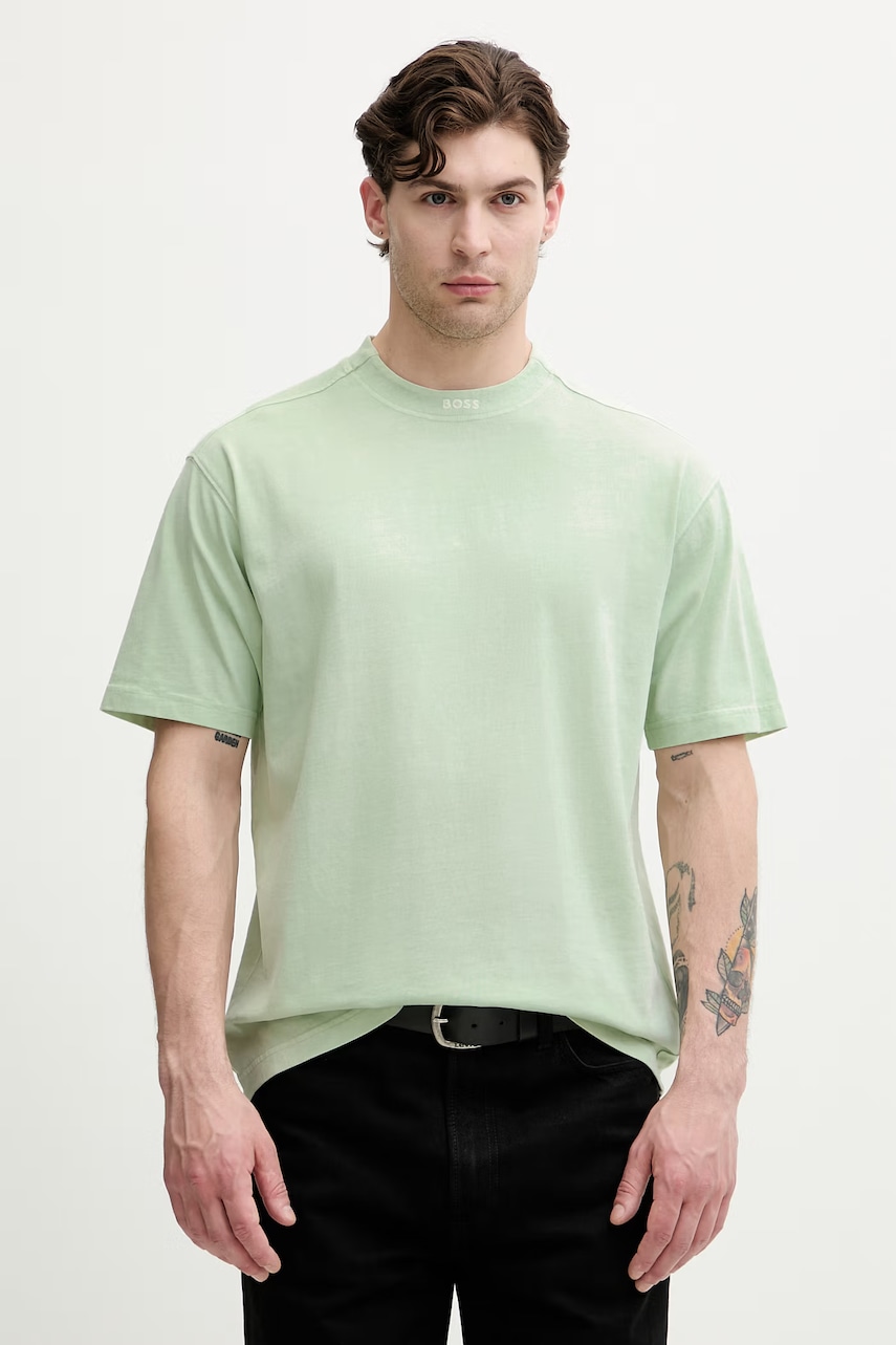 BOSS Πορτοκαλί t-shirt ανδρικό βαμβακερό Te_Dye_