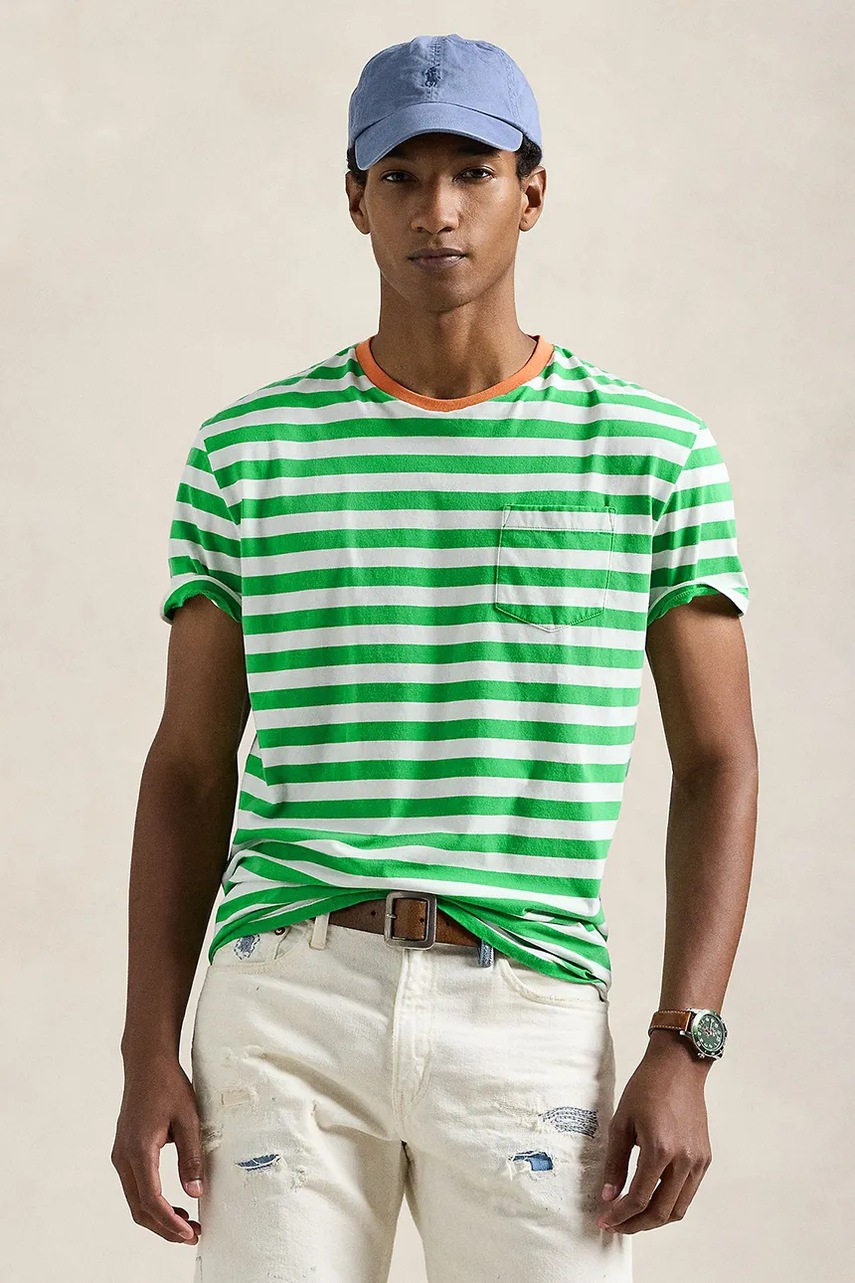 

Памучна тениска Polo Ralph Lauren в зелено с десен 710958202, Зелен
