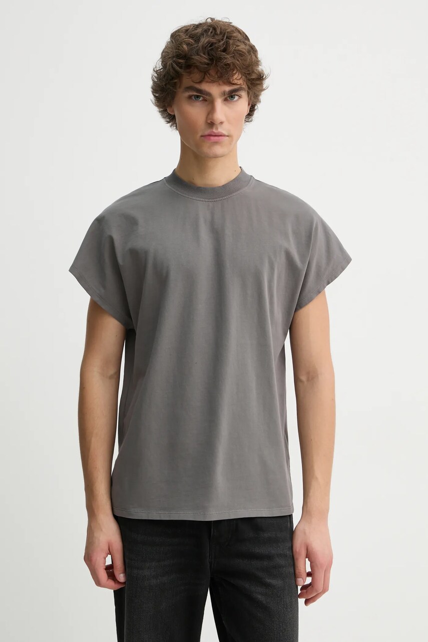 Won Hundred tricou din bumbac barbati, culoarea gri, neted, 3587-12071