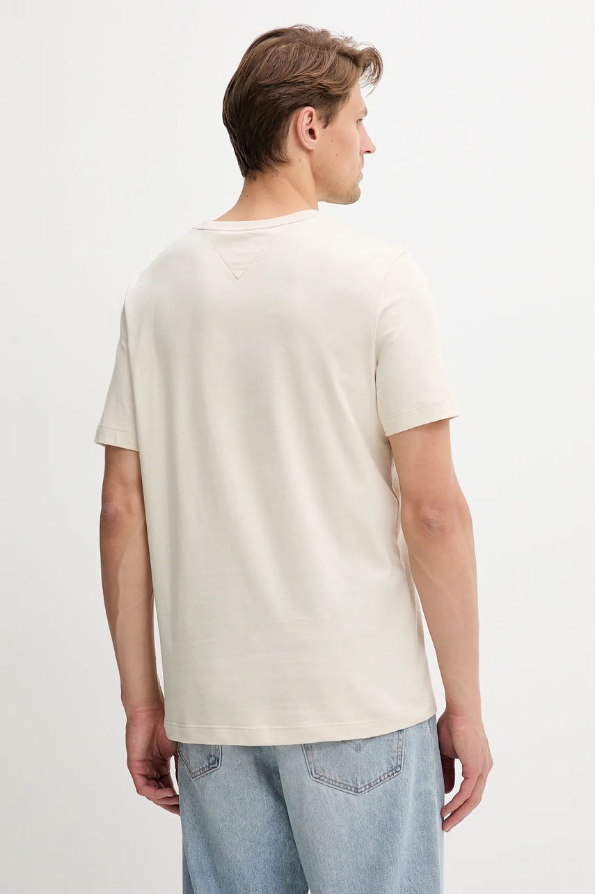 Хлопковая футболка Tommy Hilfiger цвет бежевый однотонная MW0MW37283