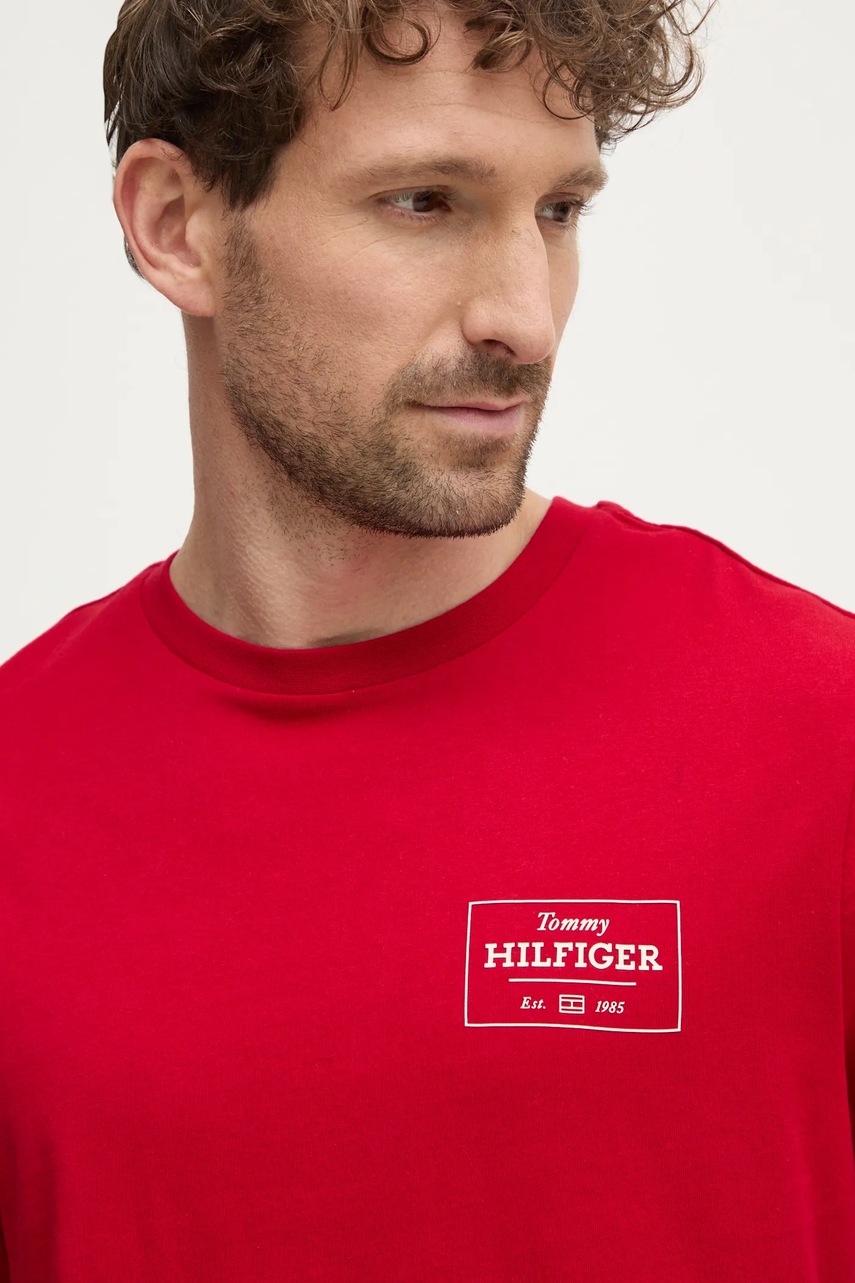 Βαμβακερό μπλουζάκι Tommy Hilfiger ανδρικό, χρώμα: κόκκινο, MW0MW37454 φωτογραφία