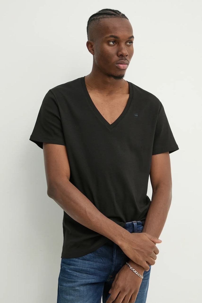 G-Star Raw tricou din bumbac 2-pack barbati, culoarea negru, neted, D25500-124 G-Star Raw tricou din bumbac 2-pack barbati, culoarea negru, neted, D25500-124