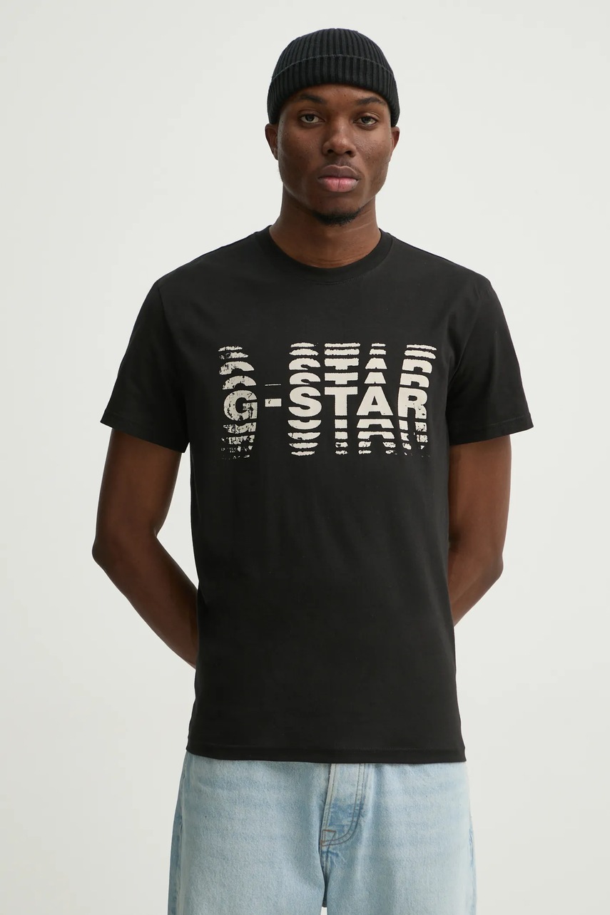 G-Star Raw tricou din bumbac barbati, culoarea negru, cu imprimeu, D25140-336