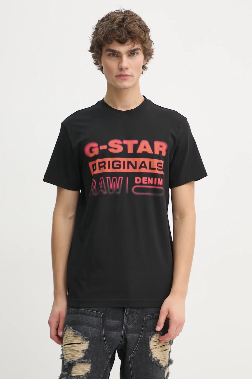 G-Star tricou din bumbac barbati, culoarea negru, cu imprimeu, D25149-336