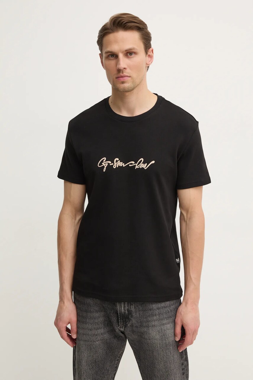 G-Star tricou din bumbac bărbați, culoarea negru, cu imprimeu, D25150-C812