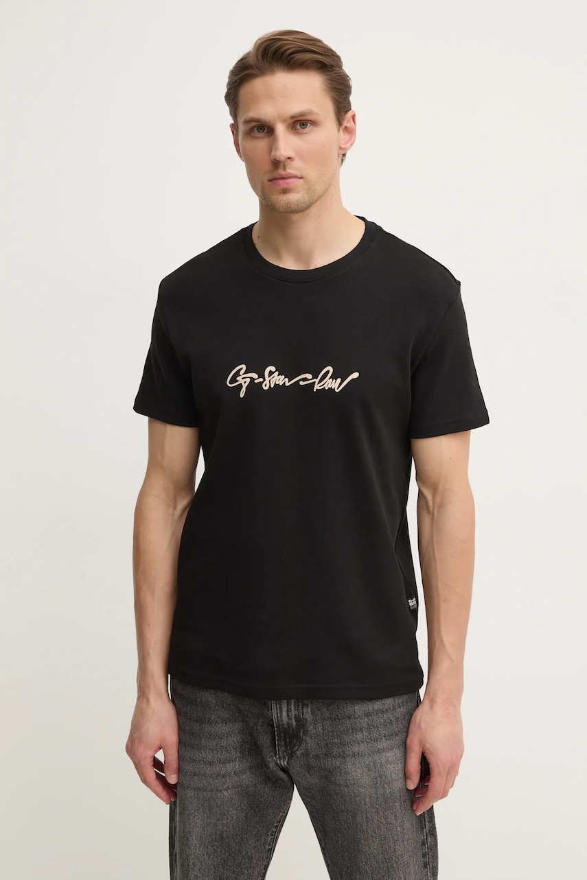 G-Star tricou din bumbac bărbați, culoarea negru, cu imprimeu, D25150-C812