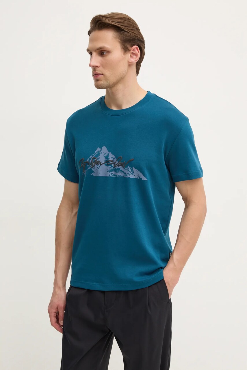 G-Star tricou din bumbac bărbați, culoarea turcoaz, cu imprimeu, D25158-C812